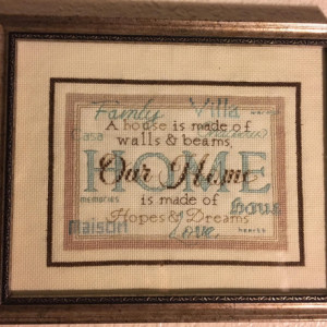Our Home cross stitched wall decor