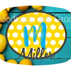 Lemon Summer Themed Family Name Platter - Family Monogram - Gift Tray Housewarming Gift - Newlyweds Gift - Lemonade Stand - Pool Party Idea