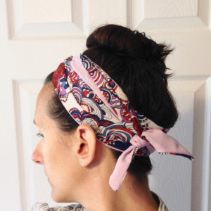 Reversible hair scarf, hair scarves, floral headband, Liberty of London bows, head wraps for women, turban headband, Purple headband