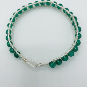 Sterling Silver and Green Crystal Bracelet 