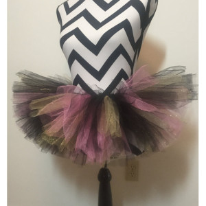 Uptown Girl Black, Gold, and Pink Sparkle Tutu - Children & Pre-Teen Sized
