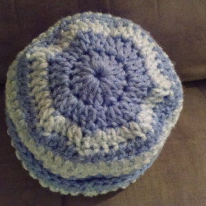 Crocheted Baby Hat Baby Gift Blue Stripes Baby Hat