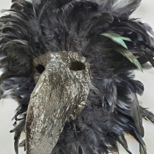 Black Raven Feather Mask/Wall Art One of A Kind Nose/Beak Handmade Anthony Saldivar