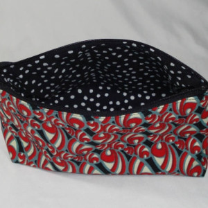 Waxed Cotton African Abstract Fabric Cosmetic Bag, Bridesmaid Gift, Holiday Gift, Toiletry Bag, Pencil Case, Travel Bag