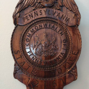 3D V CARVED - Personalized Pennsylvania State Trooper Police Badge V Carved Wood Sign