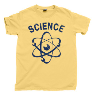 Science Men's T Shirt, Atoms Protons Neutrons Electrons Nucleus Mad Scientist Lab Unisex Cotton Tee Shirt