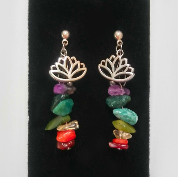 Rainbow Lotus Earrings