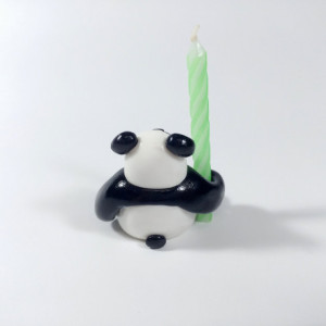 Panda with Bamboo Birthday Candle Holder Cake Topper