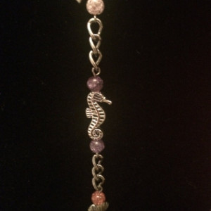 21" Seashore Theme Glass Beaded Necklace Lanyard ID Badge Clip