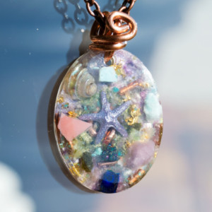 Orgonoite® "Star Born" Pendant with Pink Opal, Epidote, Pink Tourmaline - Orgone Necklace - 528hz 