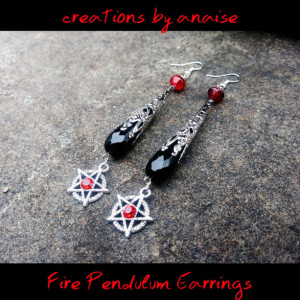 Onyx Pendulum Pentacle Earrings