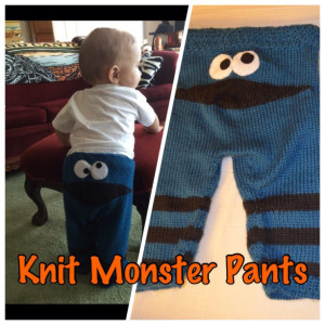 Knit Monster Pants, blue and black