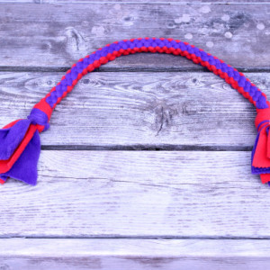 Interactive Tug Toy For Medium to Large Dogs, Fetch Dog Toy, Fleece Pull Toy For Your Dog, Red Hat Society Colors Tug Toy For Your Dog, Hand Crafted Tug Toy