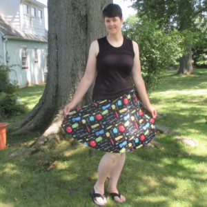 Handmade Retro 1950's A-line Drawstring Skirt Kitchen Pattern Skirt OOAK Skirt