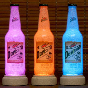 Mountain Dew Dewshine 12 oz Remote Control Color Changing Bottle Lamp Night Light Accent Lamp Bar Light