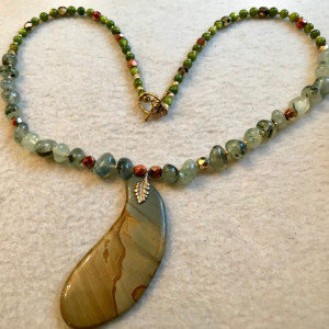 Lake Michigan handmade beaded necklace 22" long