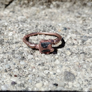 Aquamarine and Copper Electroformed Ring
