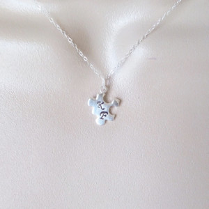 Sterling Silver personalized puzzle piece necklace