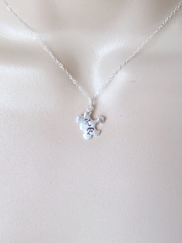 Sterling Silver personalized puzzle piece necklace