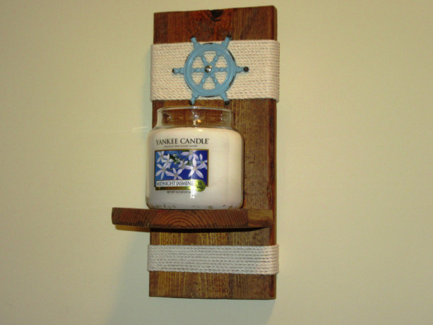 Nautical Wall Sconce, Candle Holder, Candle Sconce, Rustic wall sconce with nautical twine