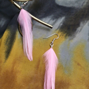 Light Pink Feather Earrings -  Feather Earrings