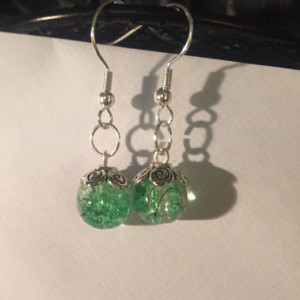 Glass cracked marble sparkle earrings