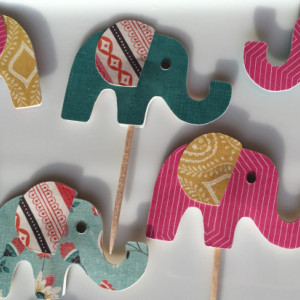 Elephant Cupcake Toppers - Indian inspired elephant cupcake toppers - Elephant Birthday - Elephant Picks - Elephant Baby Shower - Bollywood