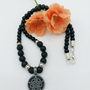 19” Black and Sterling Celtic Necklace 