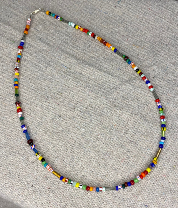 Fun Beaded necklace, BTS inspired, K-pop, rainbow colors, layer necklace