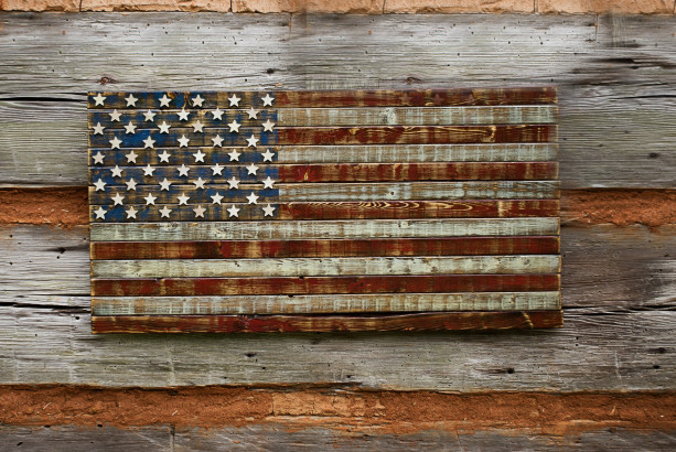 Rustic, Distressed, Wooden American Flag