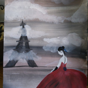 Hand painted "Red lady" print