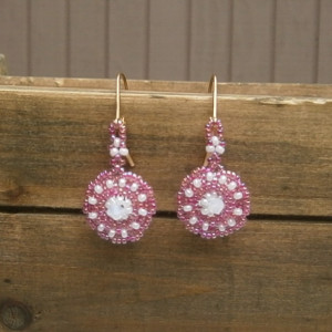 Hot pink beaded earrings