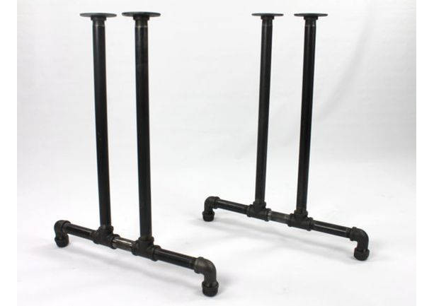 Black Pipe Table Frame/Table Legs "DIY" Parts Kit, 2 End Frames 1” Black Pipe X 22” Wide X 28” Tall
