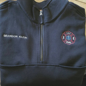 Custom Embroidered 1/4 zip Job shirt for public safety Fire EMS EMT Paramedic Police