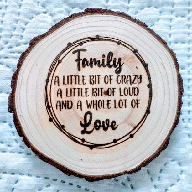 Log Coasters Laser Engraved Family