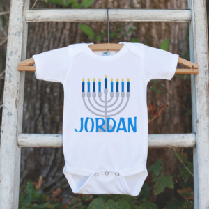 Personalized Menorah Outfit - Kids Hanukkah Onepiece or Shirt - Hanukkah Gift Idea - Happy Hanukkah, Happy Chanukah - Baby, Toddler, Youth