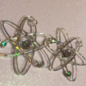 Atom charms, science charms,HOLOGRAPHIC, laser cut charms