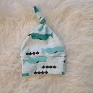 Organic Newborn Baby Knotted Hat | Whales Print