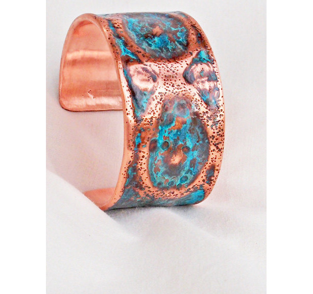 Large Dimple Textured Copper Cuff Hand Forged Bracelet B