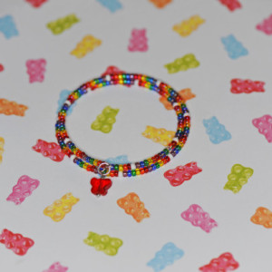 Rainbow Seed Bead Mix Memory Wire Bracelet