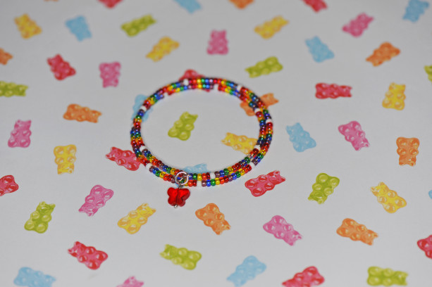 Rainbow Seed Bead Mix Memory Wire Bracelet