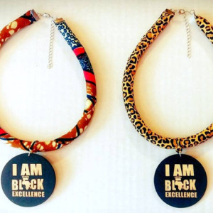 I Am Black Excellence Afrocentric Ankara African Necklace, Afrocentric African Fabric Necklace, Ankara Print Necklace, Tribal Rope Necklace