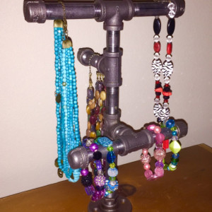 Industrial Black Pipe Jewelry, Necklace, Bracelet Storage rack, necklace stand, jewelry storage