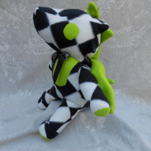 Large White and Black Diamond Print Dragon with Lime Green Accents