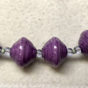 Chunky Purple handmade beaded 20" long necklace matching 1.25" earrings 