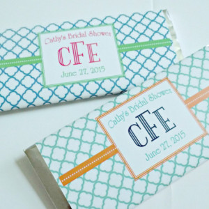 Personalized Candy Bars with Hershey bars-Monogram design in your choice of color--Custom Designed for you--pack of 6