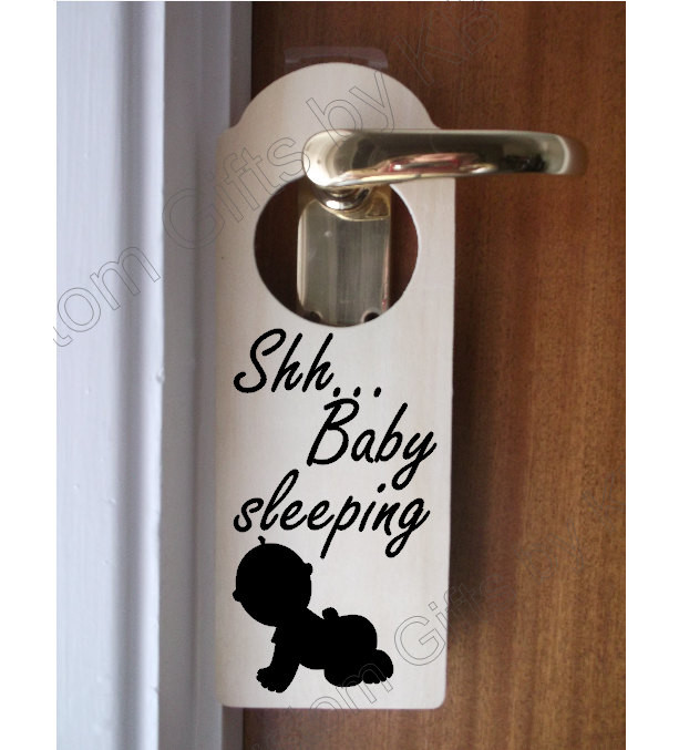 Personalised Shh Baby Sleeping Children's Door Hanger Bedroom Gift Name