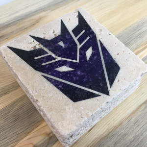 Transformers Mixed Colors Natural Stone Coasters Set of 4 with Full Cork Bottom