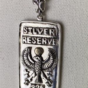 Egyptian Horus Artisan made sterling silver/10k Ingot pendant