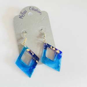 Hand Crafted Blue and Purple Earrings with a Gold Accent